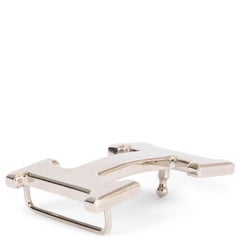 HERMES brushed palladium H A5382 32mm Belt Buckle