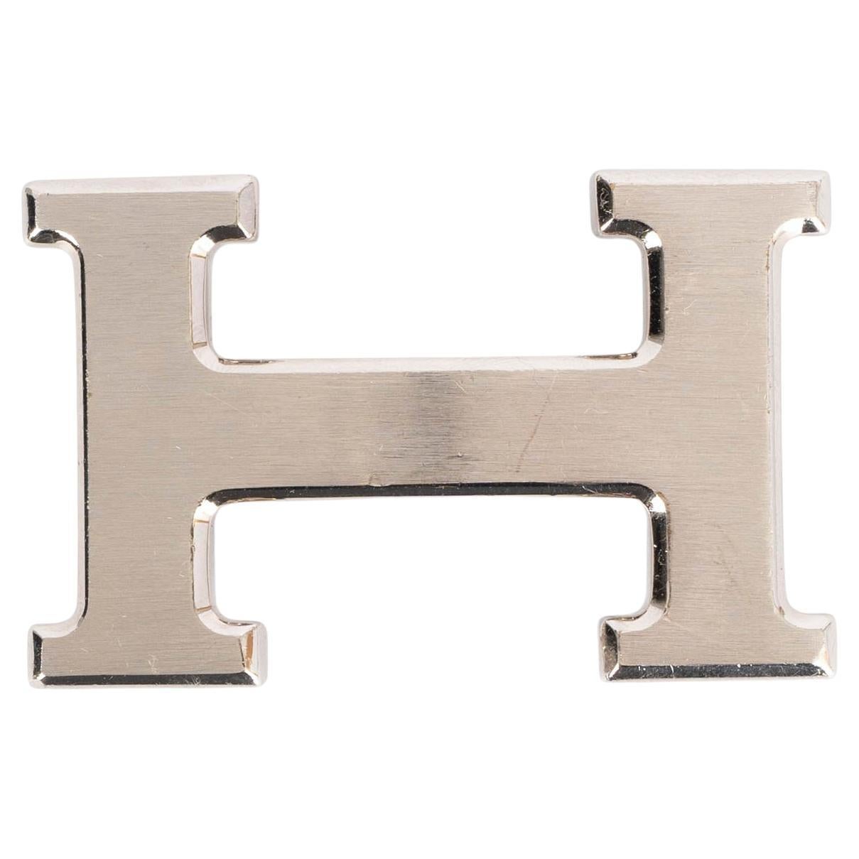 HERMES brushed palladium H A5382 32mm Belt Buckle For Sale