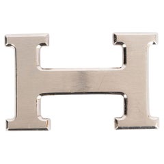 Vintage HERMES brushed palladium H A5382 32mm Belt Buckle