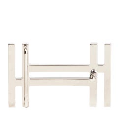 HERMES brushed & shiny palladium H AU CARRE 32mm Belt Buckle