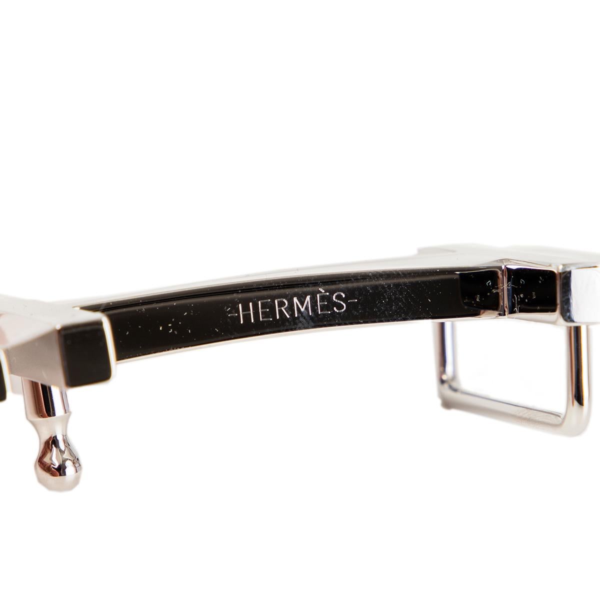 HERMES brushed & shiny palladium H AU CARRE 32mm Belt Buckle In New Condition In Zürich, CH