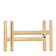 HERMES brushed & shiny permabrass H AU CARRE 32mm Belt Buckle