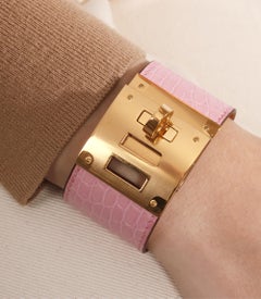 Hermès Bubblegum Mississippiensis Leather T2 Kelly Dog Bracelet