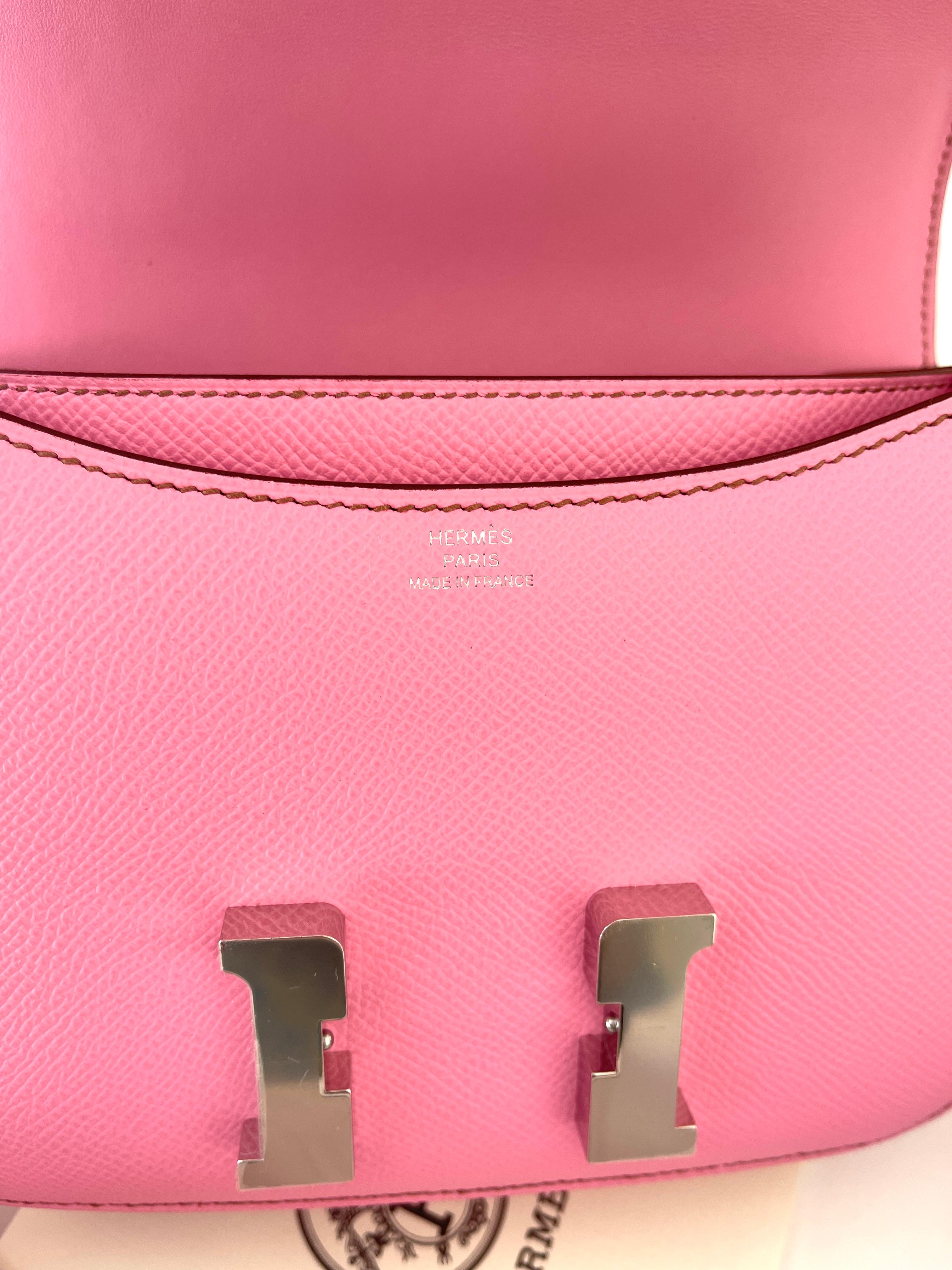 Hermes Bubblegum Pink 5P Mini Constance 18cm Epsom Tasche RARE Z Stempel, 2021 7