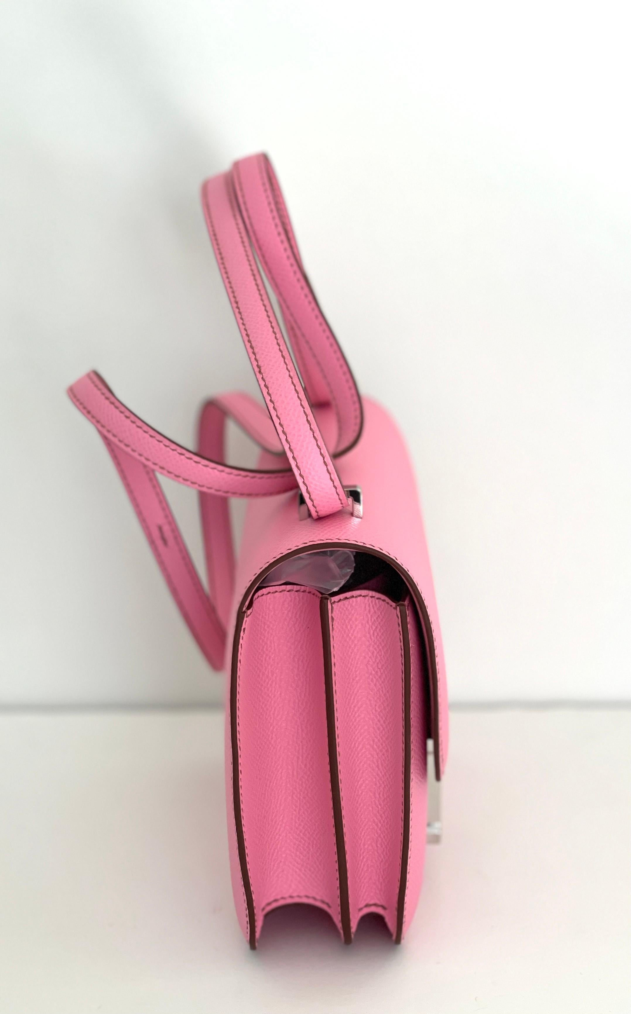Hermes Bubblegum Pink 5P Mini Constance 18cm Epsom Tasche RARE Z Stempel, 2021 5