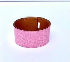 Hermes Bubblegum Pink Alligator Kelly Dog Bracelet Cuff