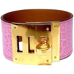 Hermes Bubblegum Pink Alligator Kelly Dog Armband Manschette