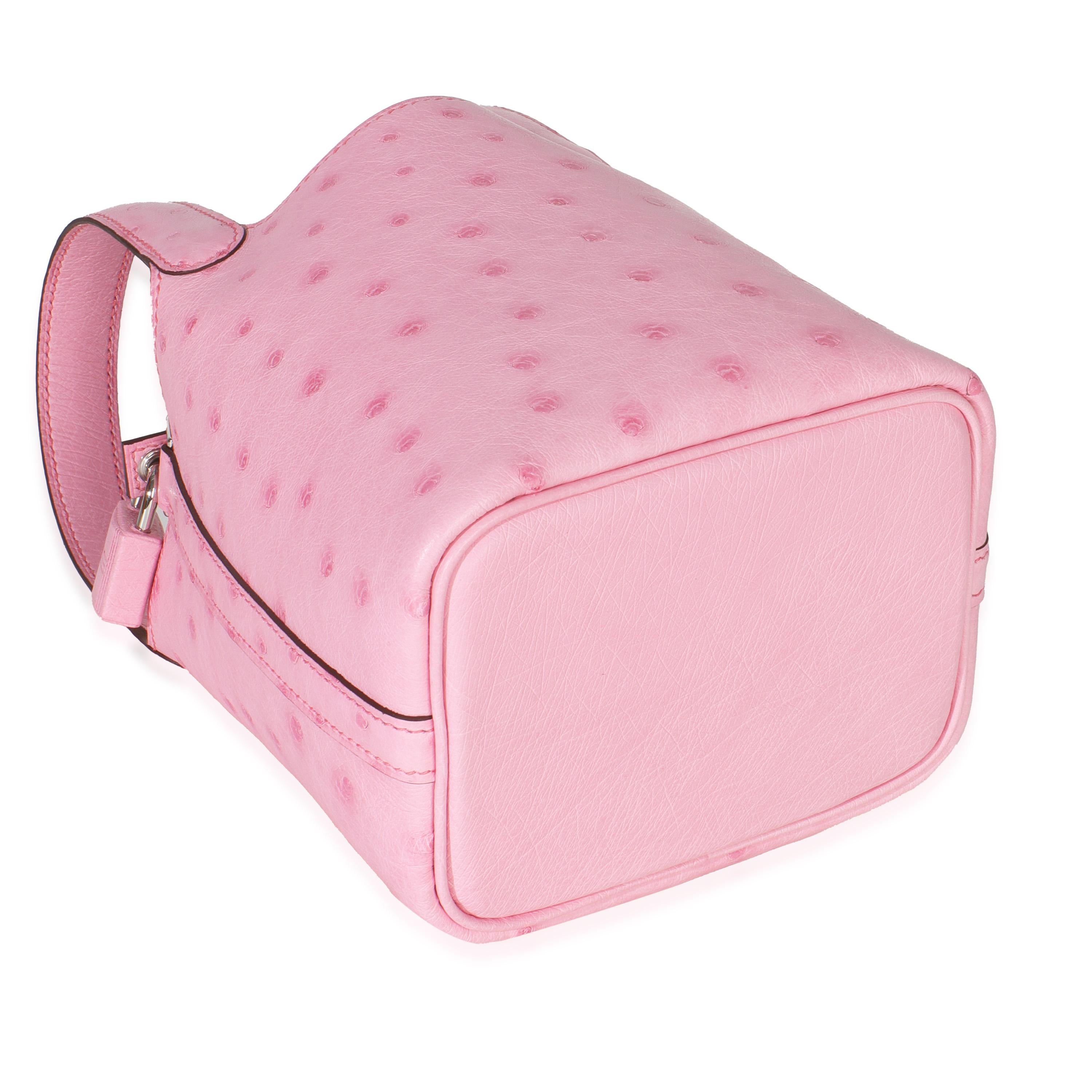 Hermès Bubblegum Rosa Strauß Micro Picotin Lock 14 PHW im Angebot 2