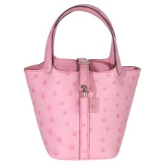 Hermès Bubblegum Pink Ostrich Micro Picotin Lock 14 PHW