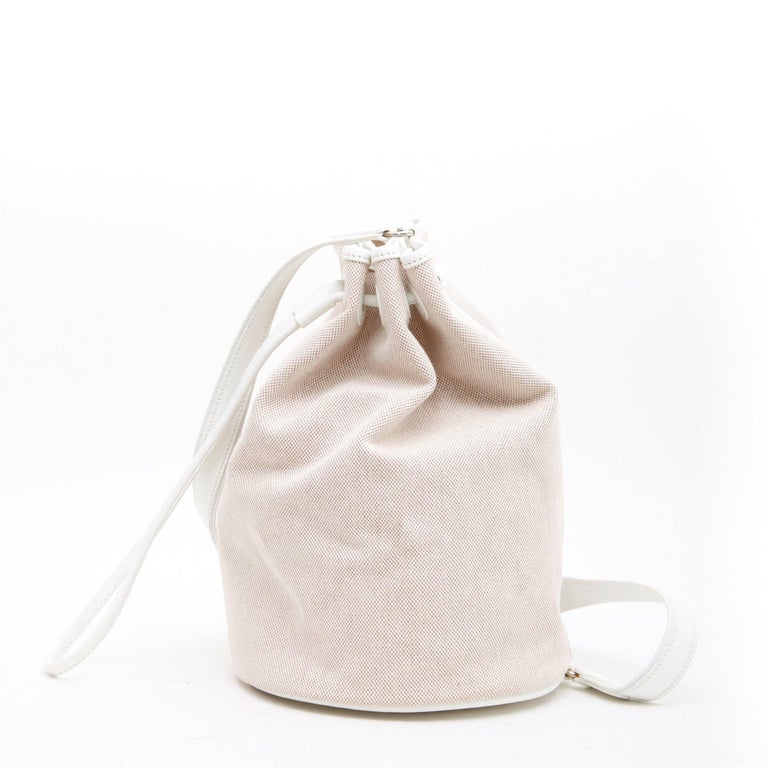 HERMES Bucket Bag in White Canvas and Leather at 1stDibs hermes