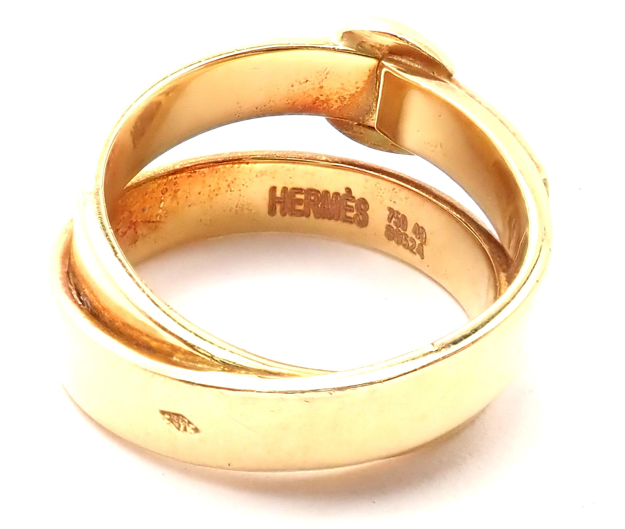 Hermès, bague jonc en or jaune à double rangée de boucles Excellent état - En vente à Holland, PA