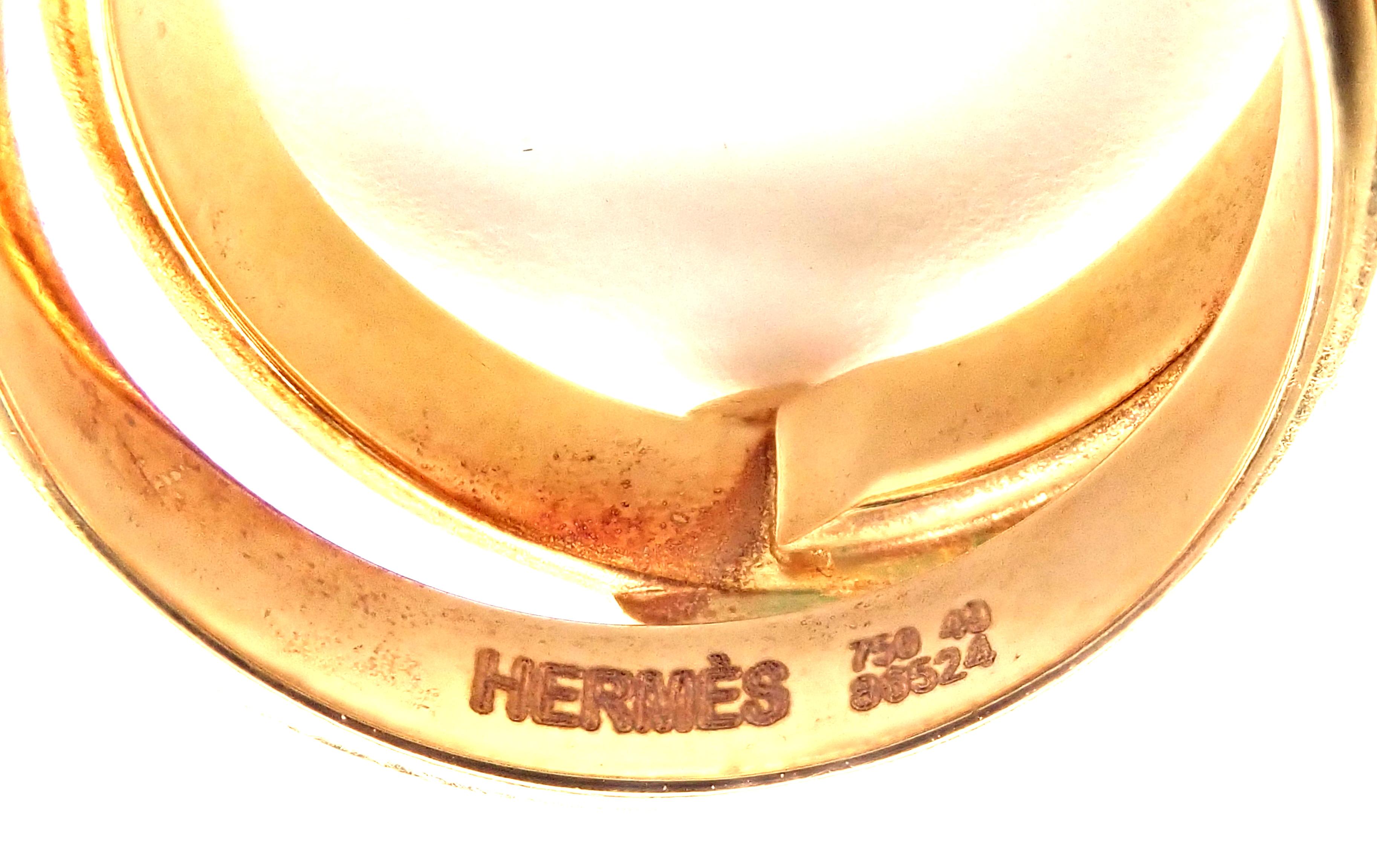 Hermes Buckle Double Row Yellow Gold Band Ring In Excellent Condition For Sale In Holland, PA