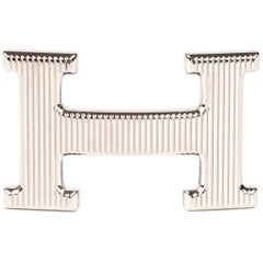 Hermès Buckle for Belt // "Calandre model" in shiny silver
