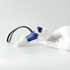 Hermes Budy Charm In Navy Blue Merino Shearling And Leather