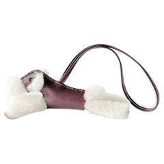 Hermes Budy Charm In Rouge Sellier  Merino Shearling And Leather
