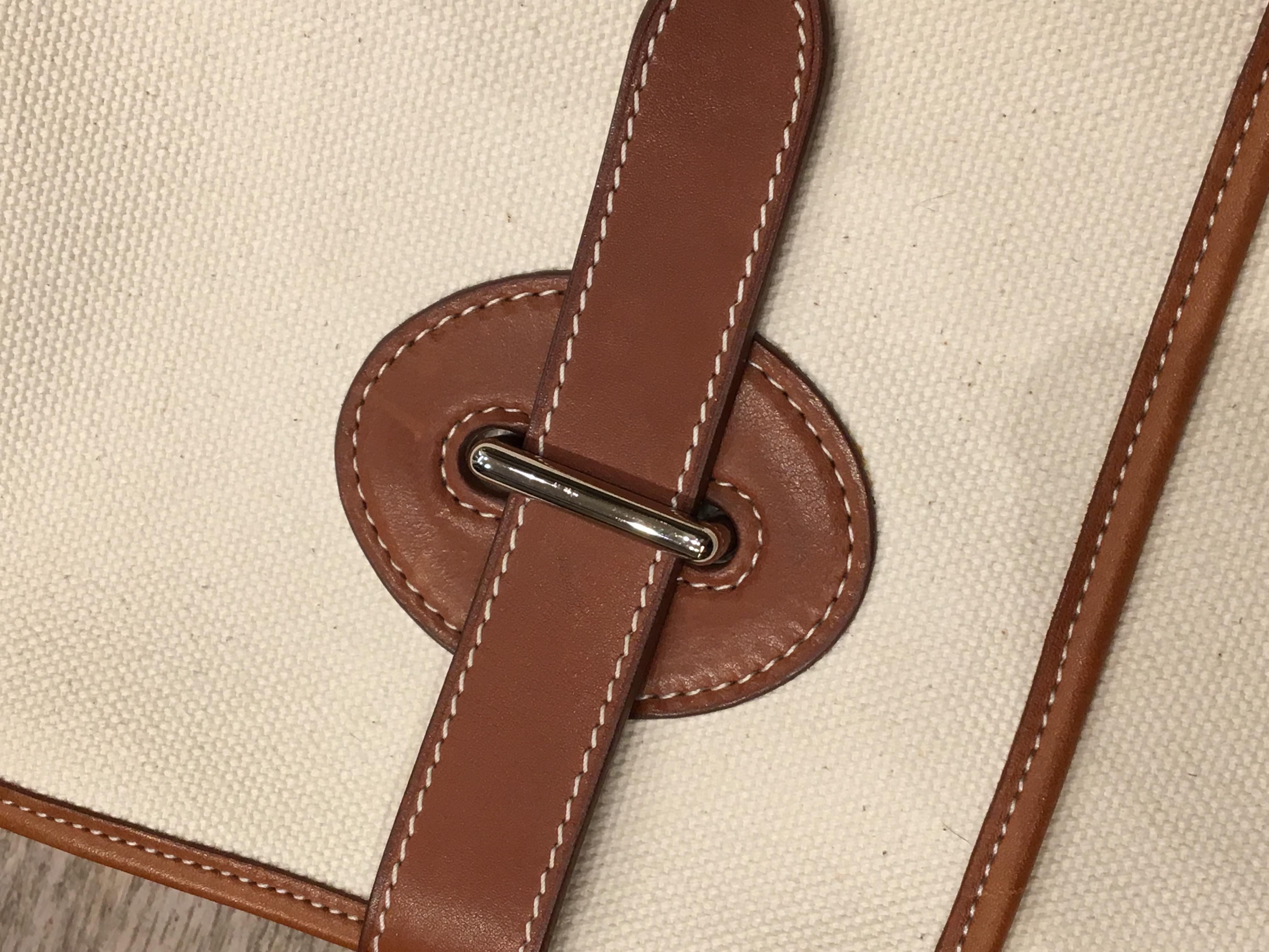 Hermes Buenaventura Men's Canvas and Leather  Briefcase 3