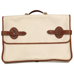 Hermes Buenaventura Men's Canvas and Leather  Briefcase 