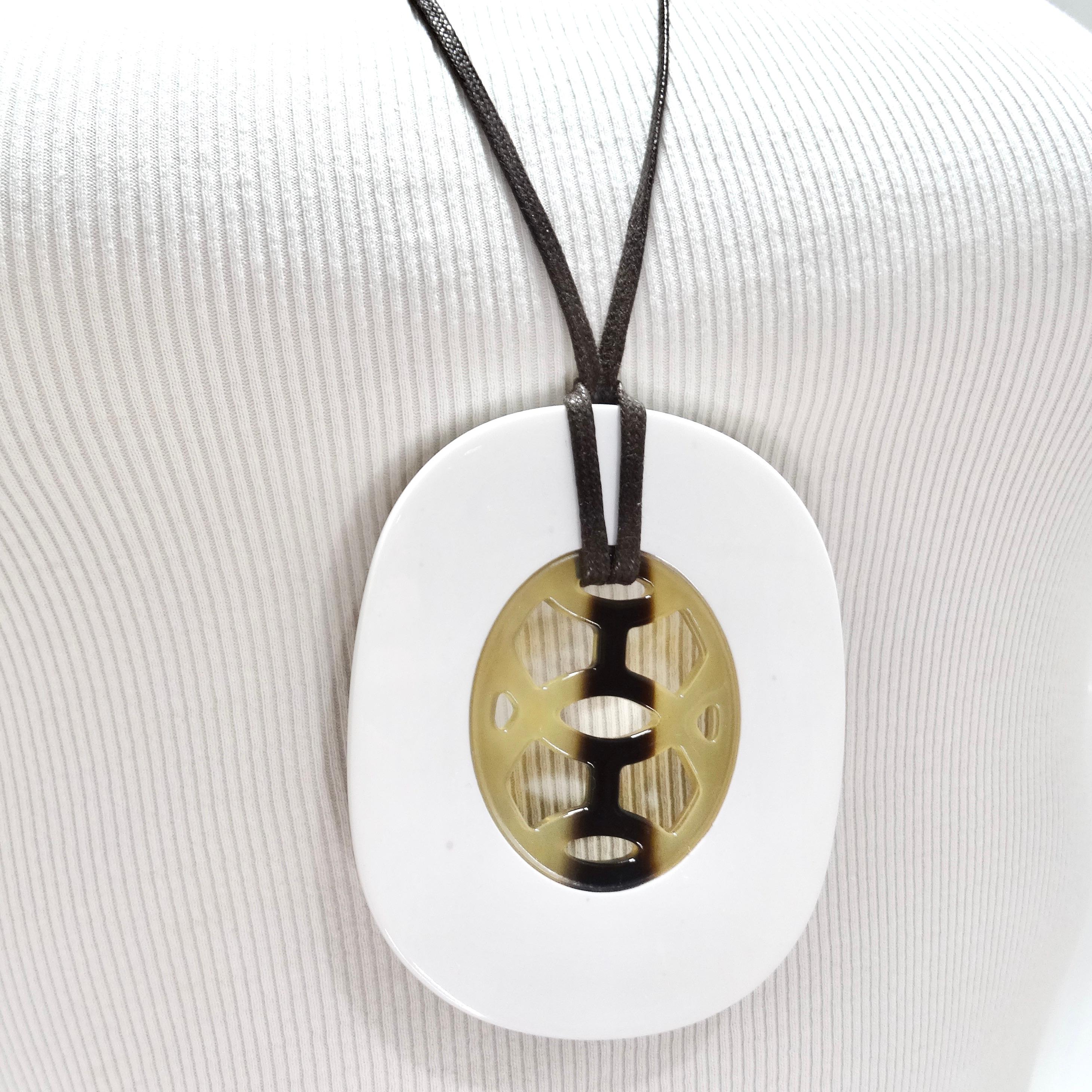 Hermes Buffalo Horn Lacquer Lift Necklace For Sale 4