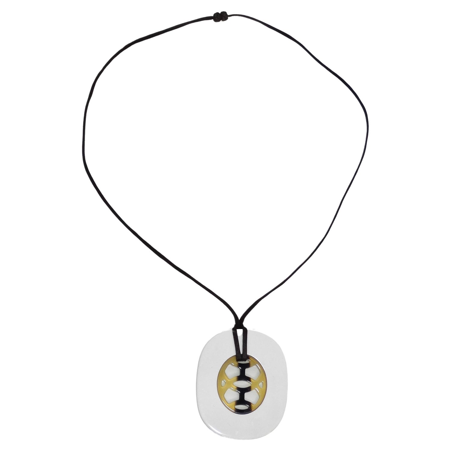 Lacquered 'CC' Pendant Necklace, Authentic & Vintage