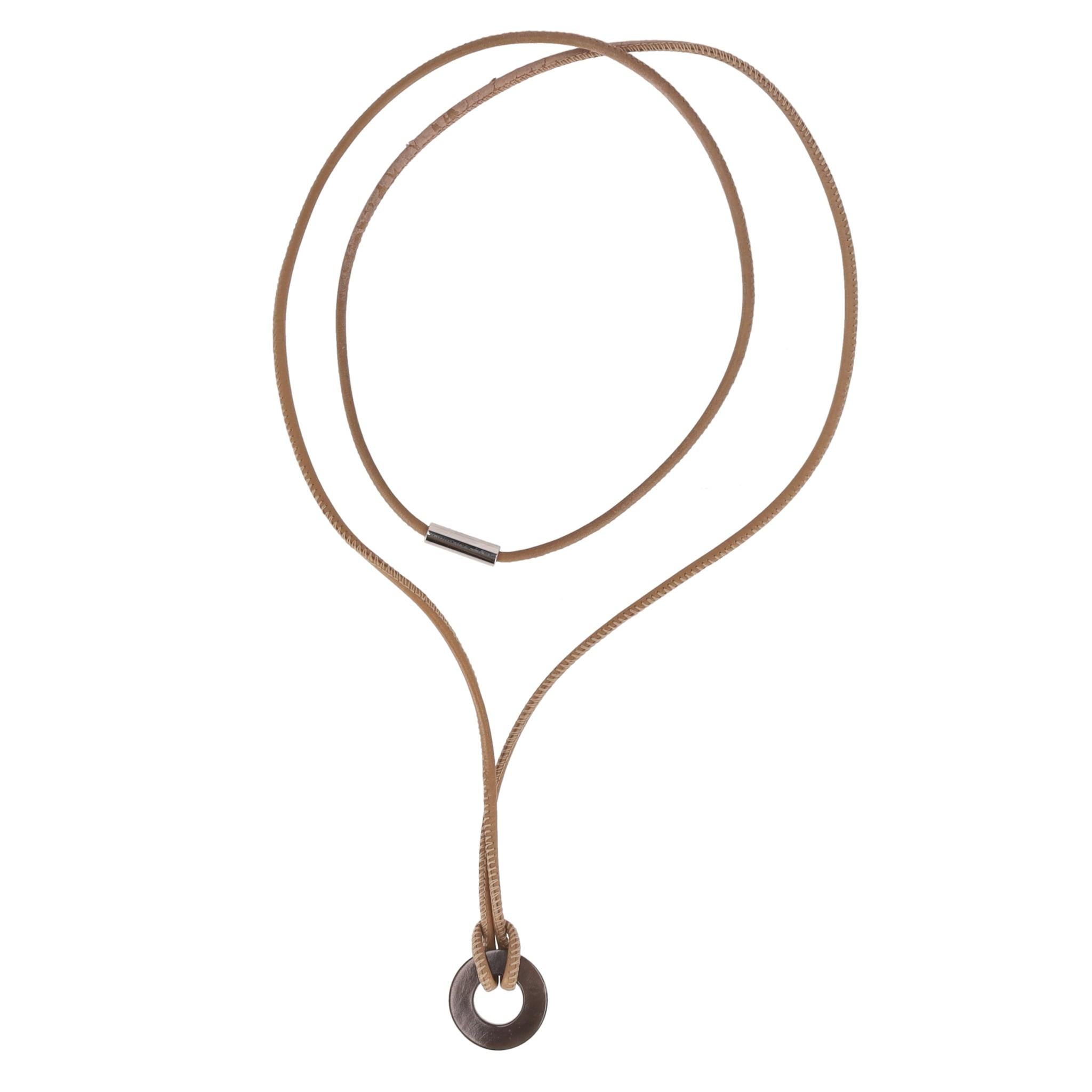Women's Hermes Buffalo Horn Logo Pendant Necklace