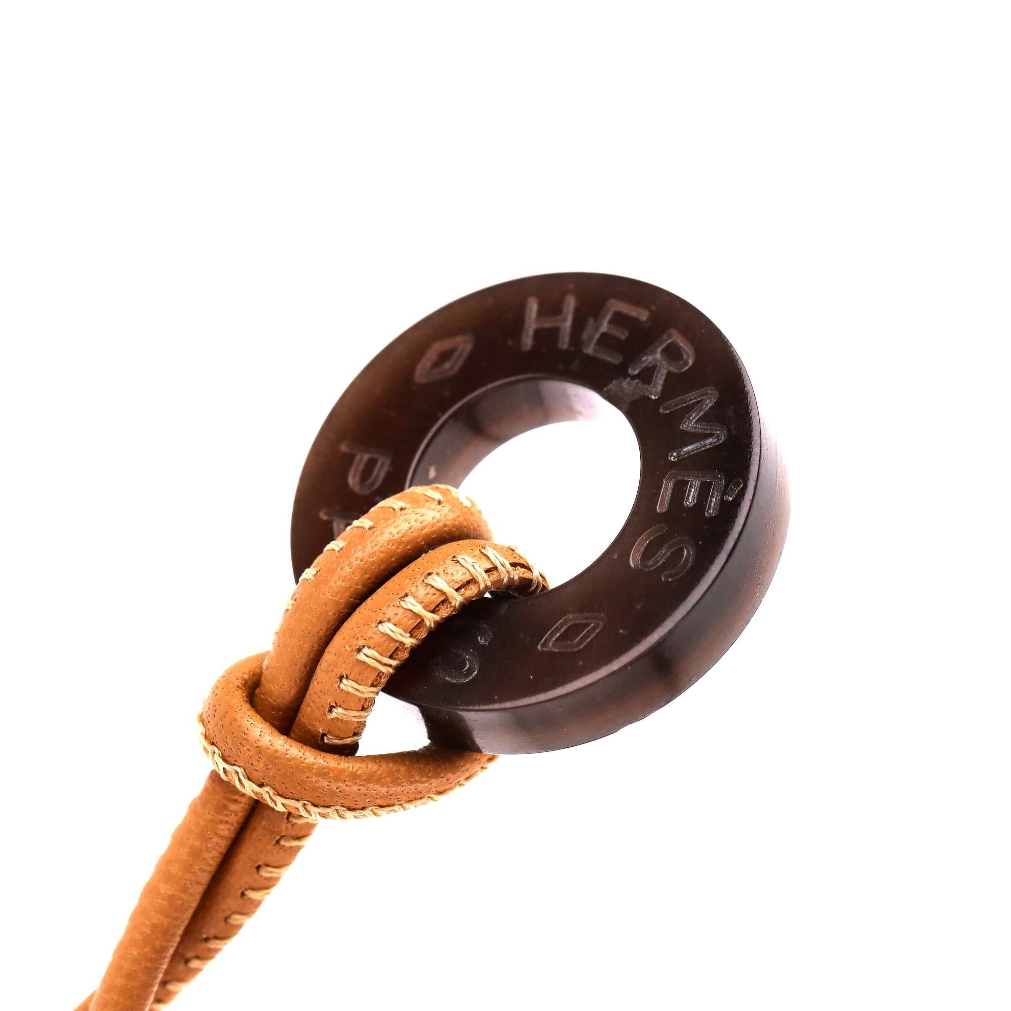 Hermes Buffalo Horn Logo Pendant Necklace 1