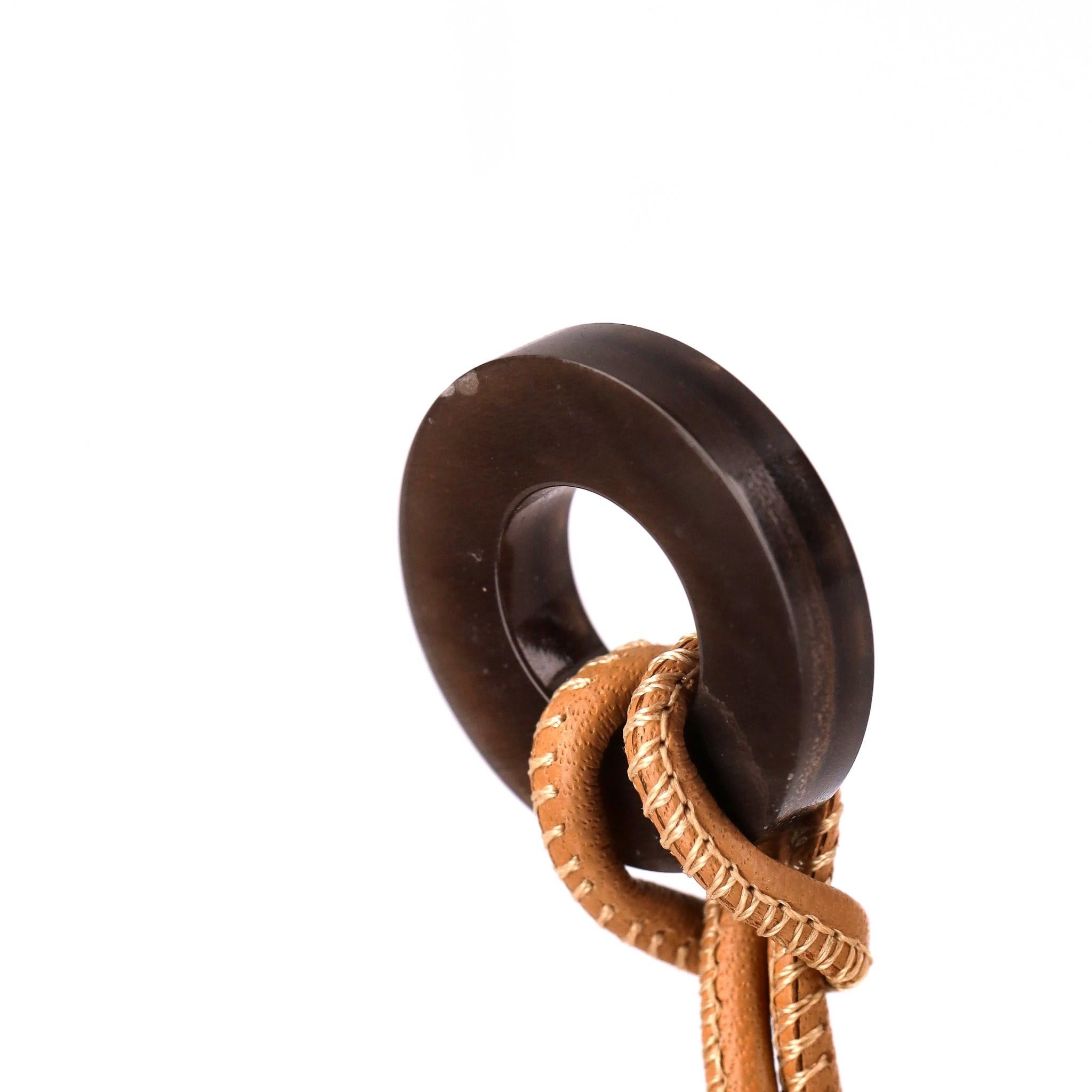 Hermes Buffalo Horn Logo Pendant Necklace 3