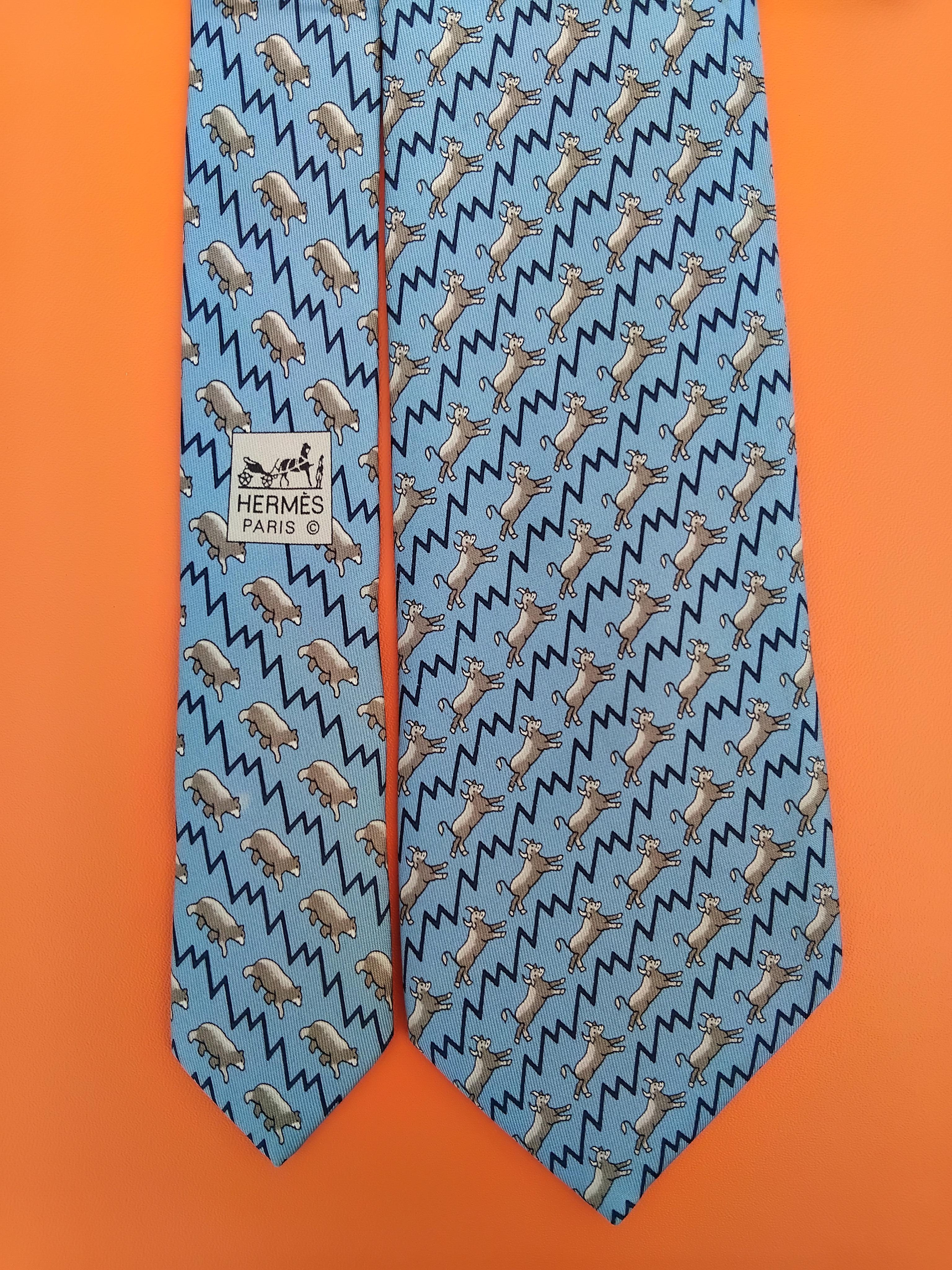 Hermès Bulls And Bears Wall Street Stock Market Tie in Silk RARE 6