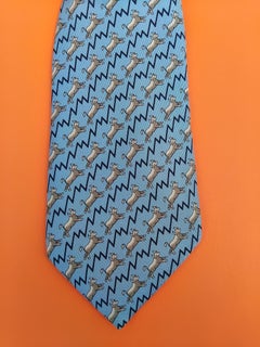Hermès Bulls And Bears Wall Street Stock Market Tie in Silk RARE