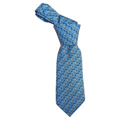 Hermès Bulls And Bears Wall Street Stock Market Tie in Silk RARE