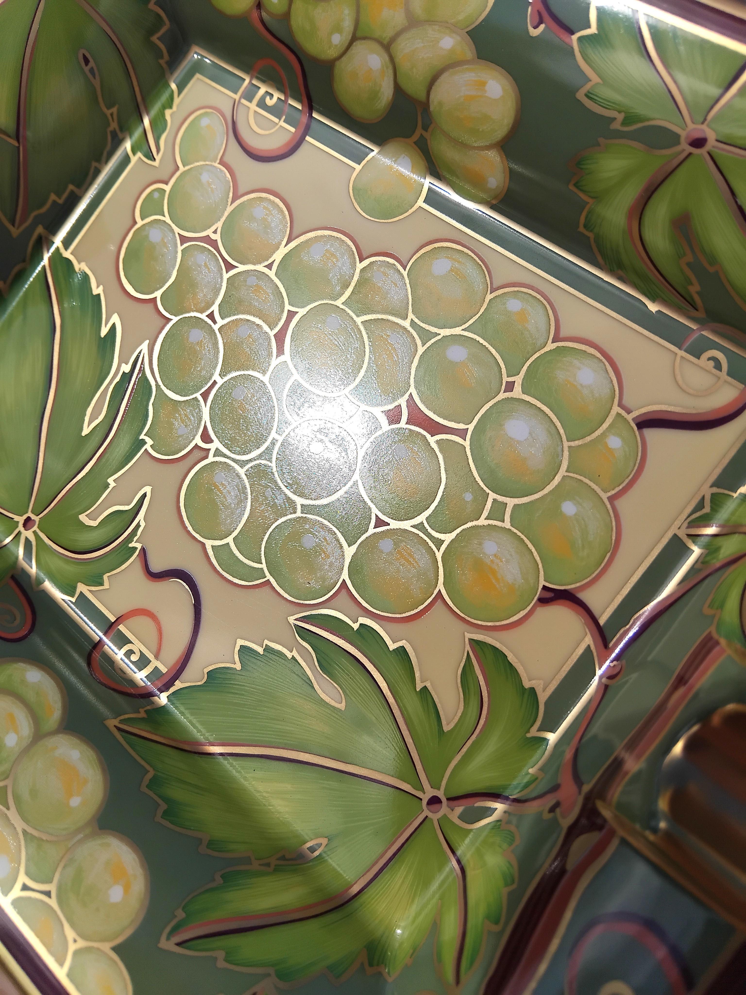 Hermès Racimo de uvas Cenicero para puros Bandeja de cambio Porcelana dorada en venta 7