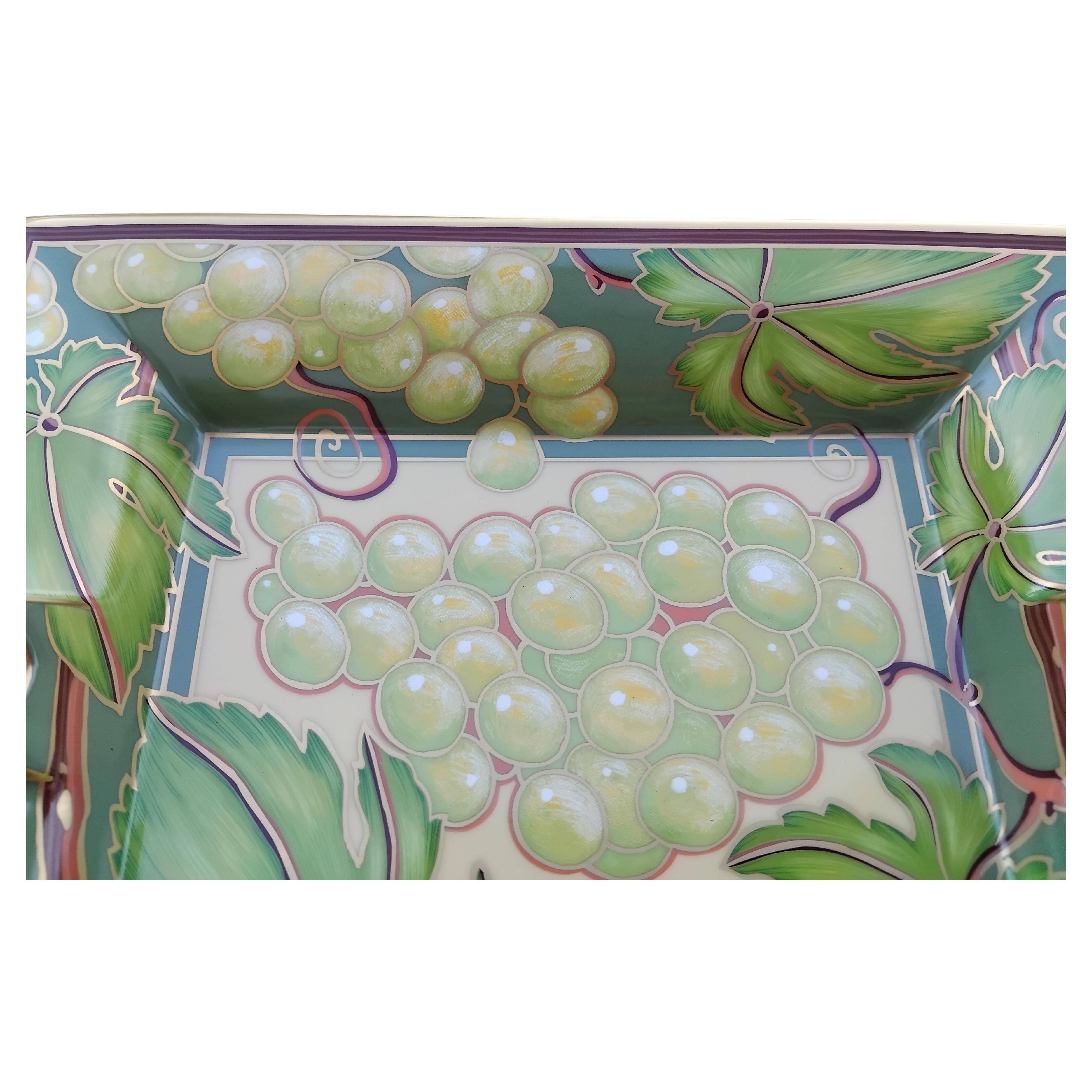 Hermès Racimo de uvas Cenicero para puros Bandeja de cambio Porcelana dorada en venta 2