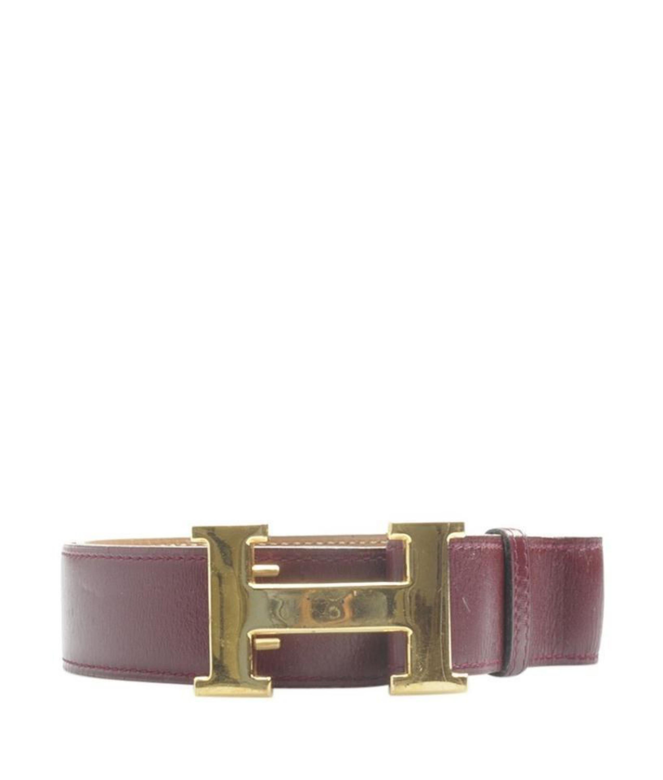 Hermès Burgundy 32mm Reversible H Logo Kit 867917 Belt For Sale 5