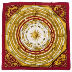 Vintage Hermès Burgundy Astrologie Silk Scarf