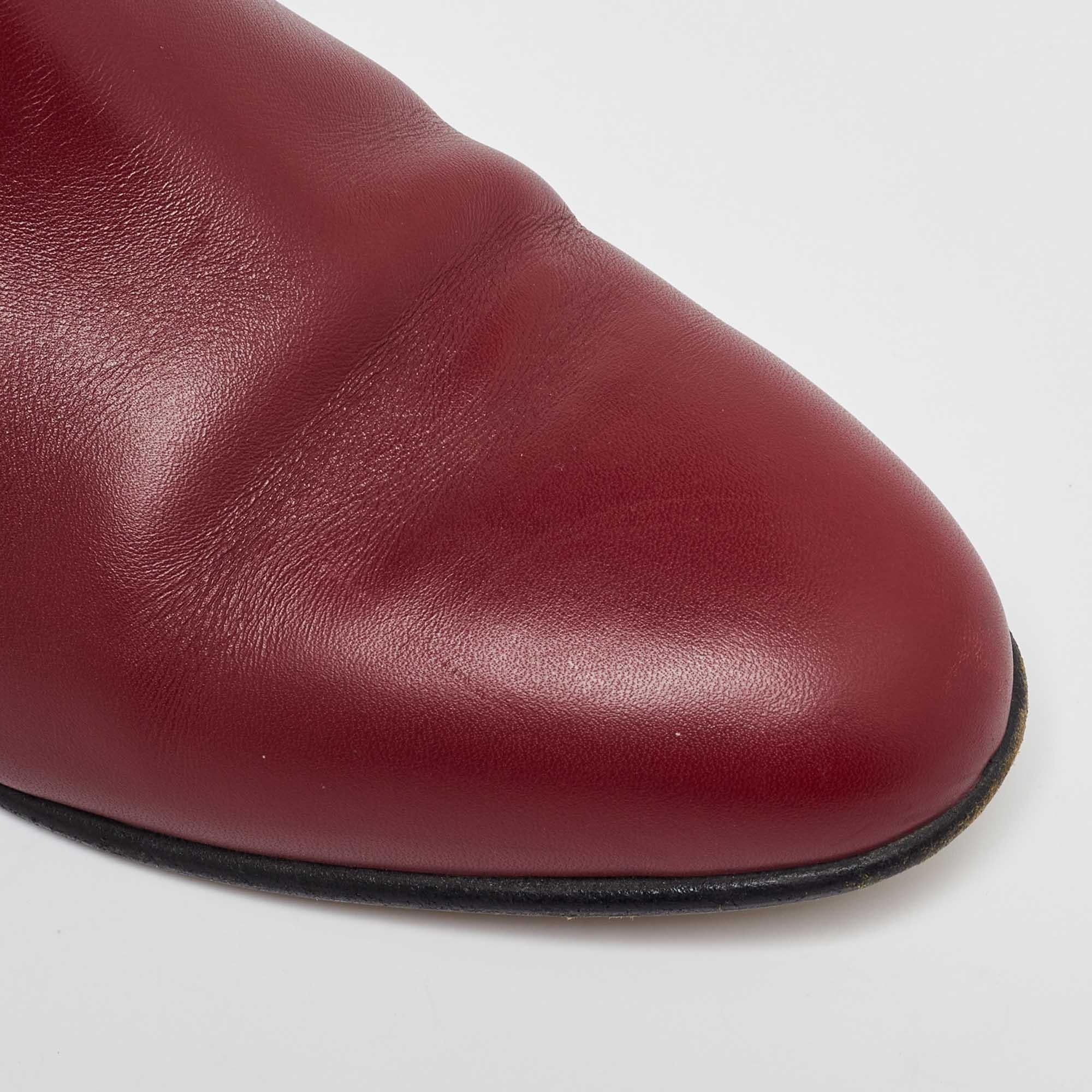 Hermes Burgundy/Black Leather Neo Ankle Length Boots Size 37 2