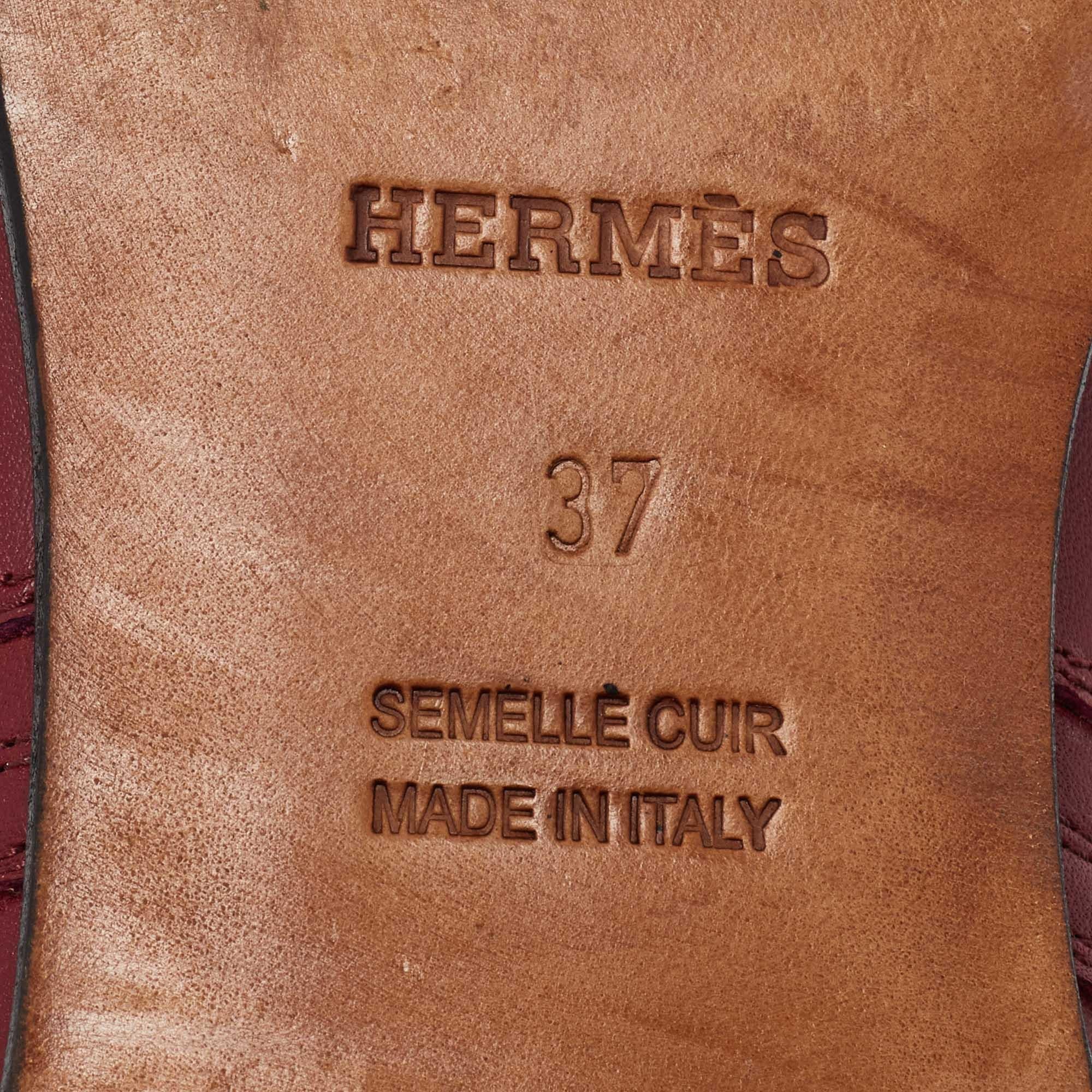 Hermes Burgundy/Black Leather Neo Ankle Length Boots Size 37 3