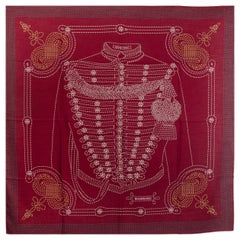 Hermes burgundy BRANDEBOURGS 140 Scarf Shawl Bordeaux Blanc Vert