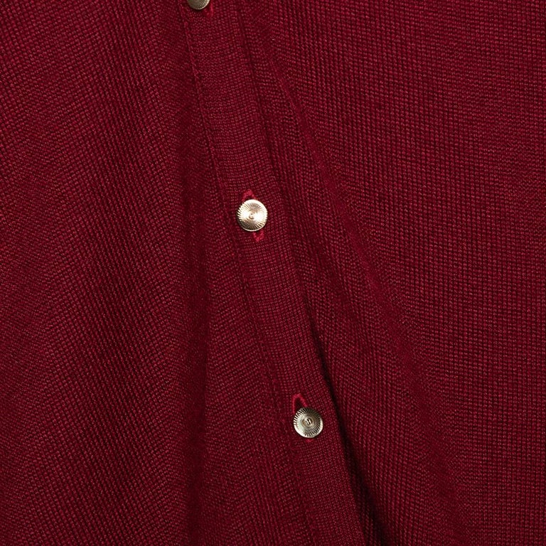 Hermès Burgundy Cashmere Silk Button Front Cardigan M at 1stDibs