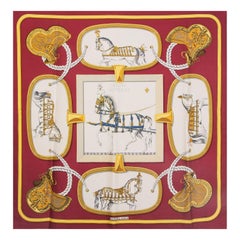 Hermes burgundy GRAND APPARAT 90 silk twill Scarf