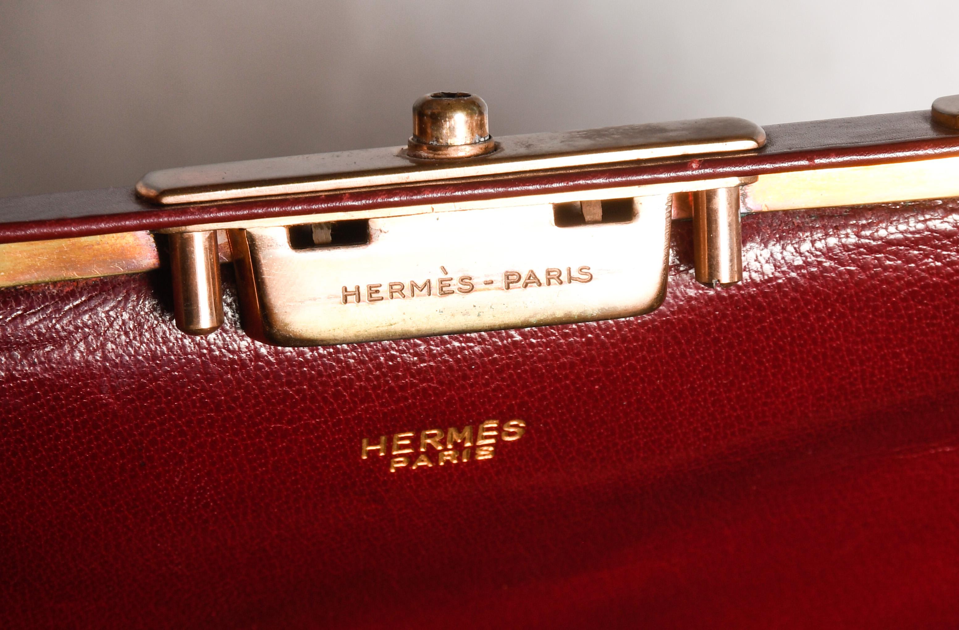 Hermes Burgundy Jewelry Sac Mallette Jewelry Travel Bag   1