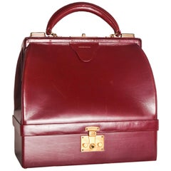 Vintage Hermes Burgundy Jewelry Sac Mallette Jewelry Travel Bag  