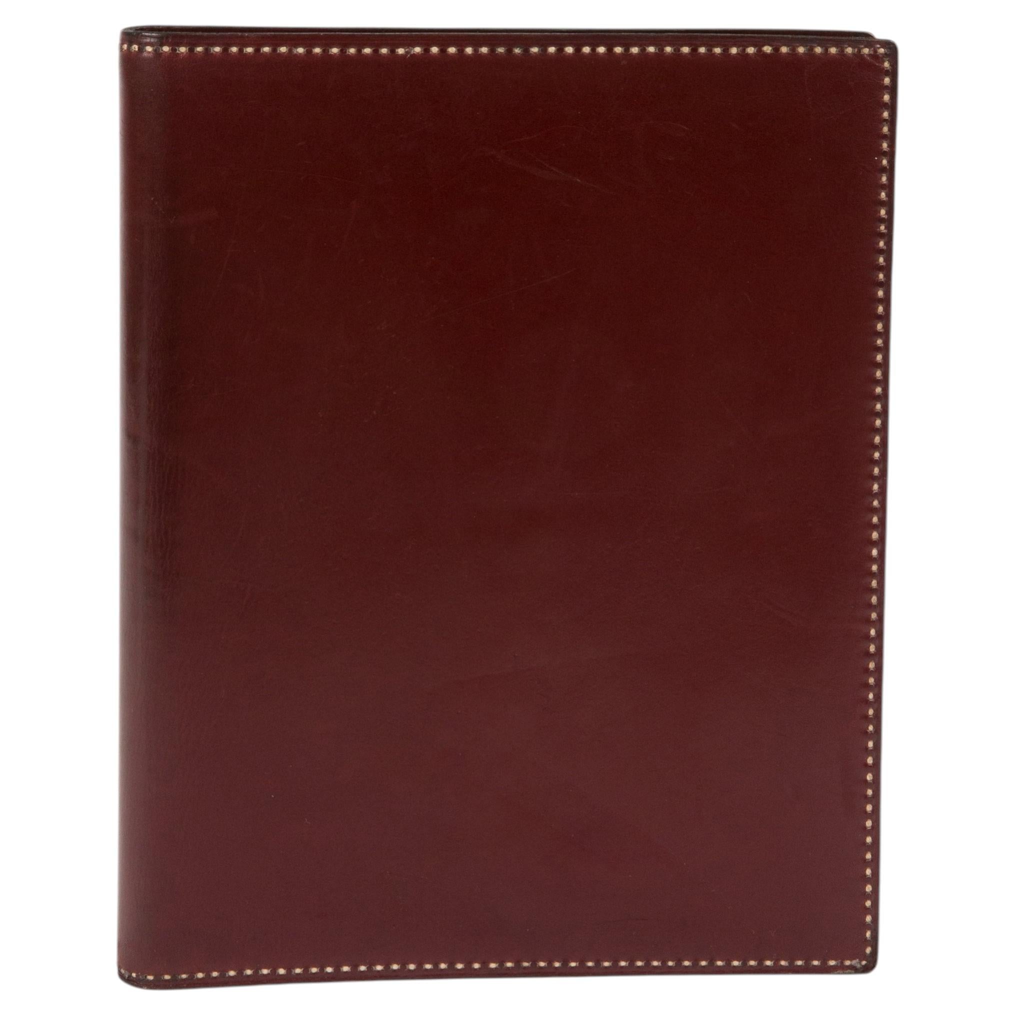 Hermes Caja Grande Borgoña Funda de cuero para cuaderno