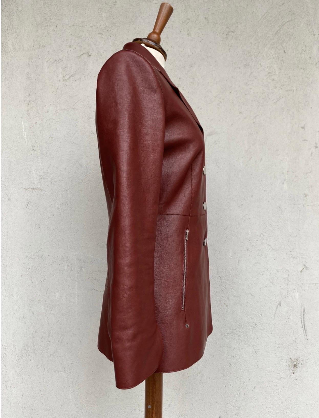 Hermes burgundy leather jacket  In New Condition In Carnate, IT
