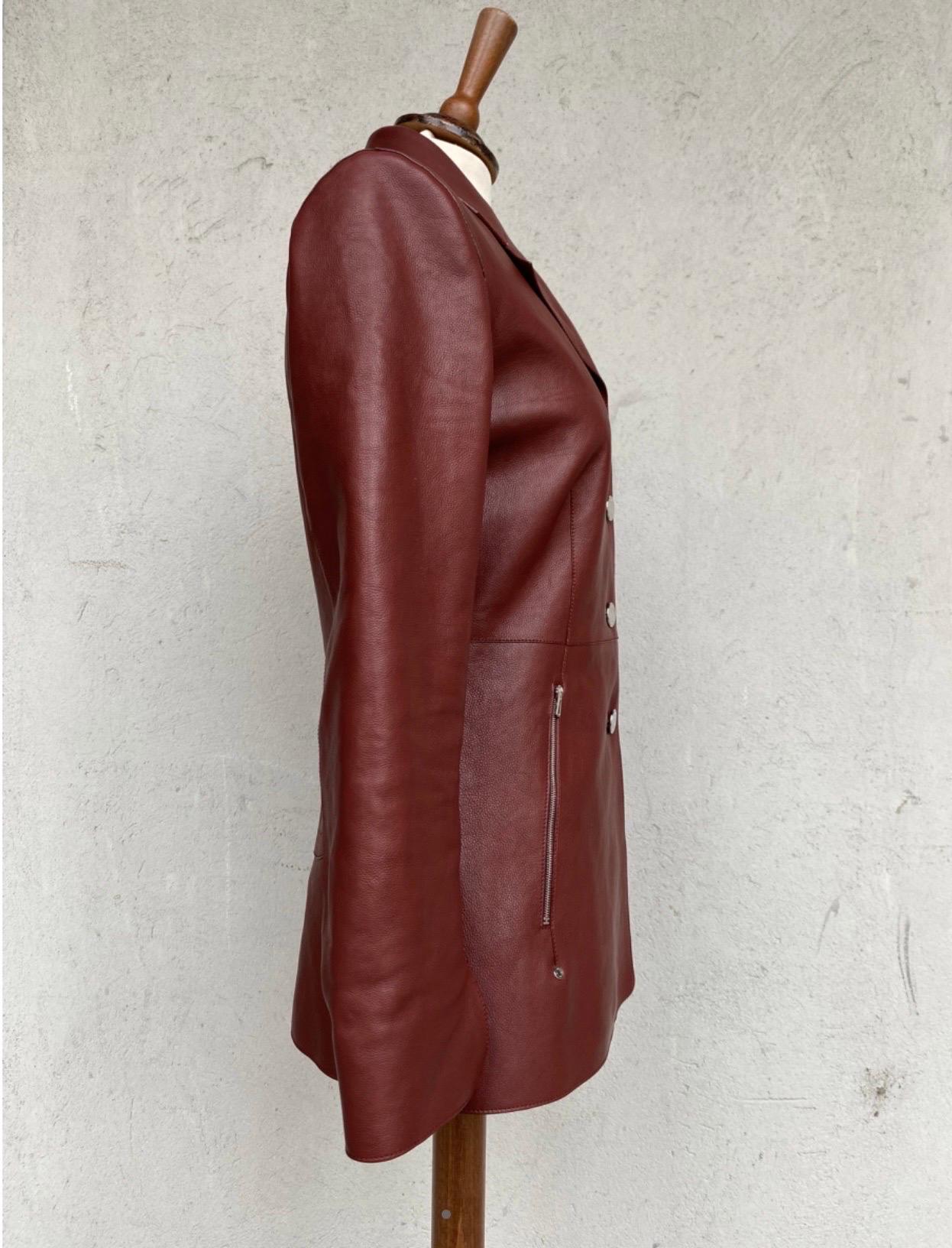 Hermes burgundy leather jacket In New Condition In Carnate, IT