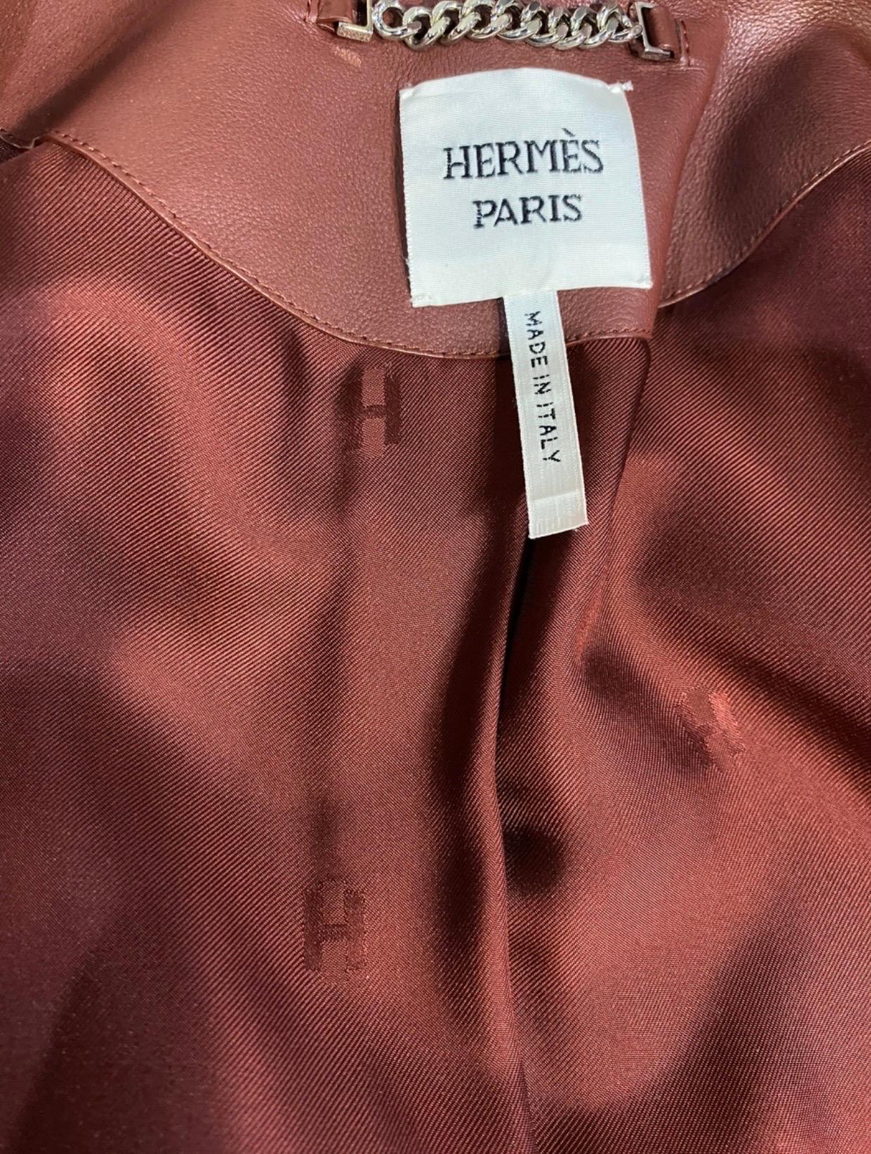 Hermes burgundy leather jacket  1
