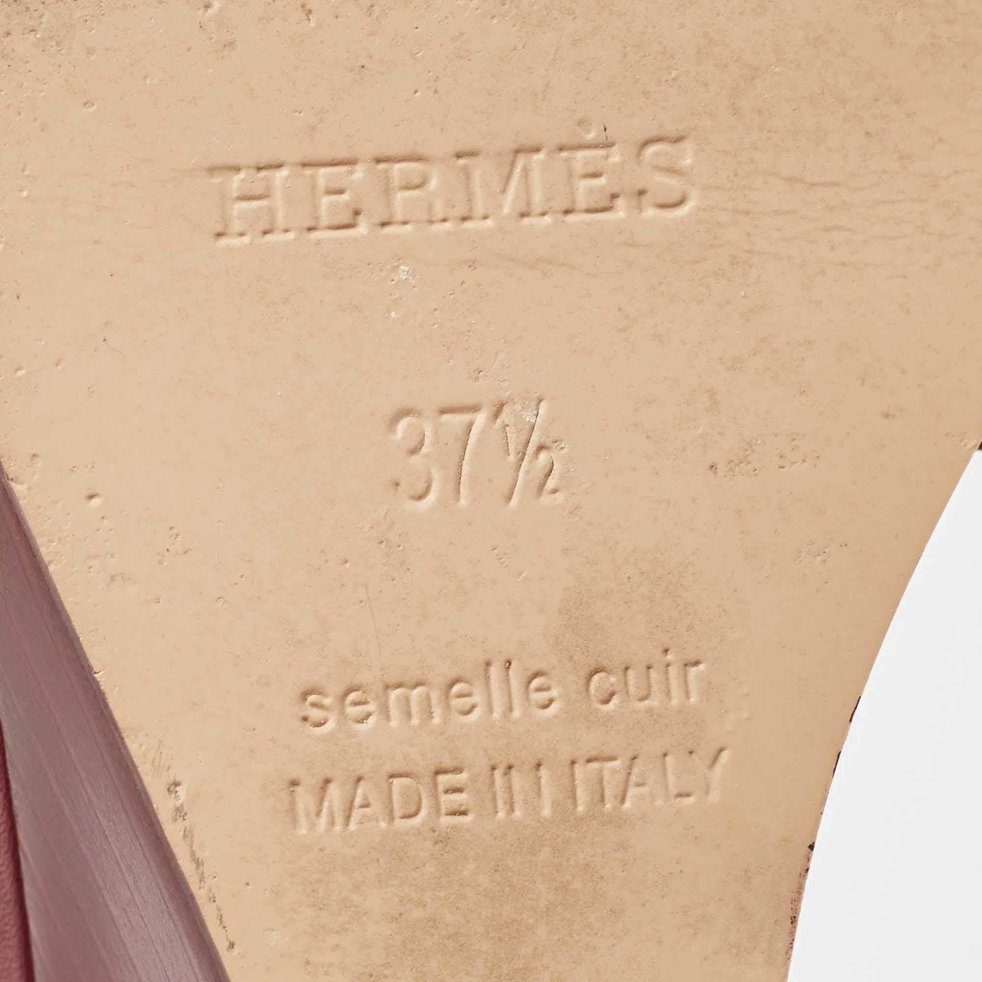 Hermes Burgundy Leather Legend Sandals Size 37.5 4