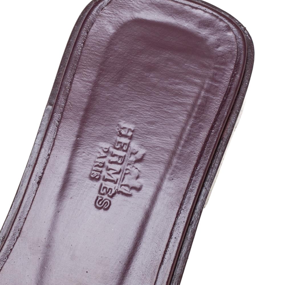 Hermes Burgundy Leather Oran Slide Flats Size 37.5 1