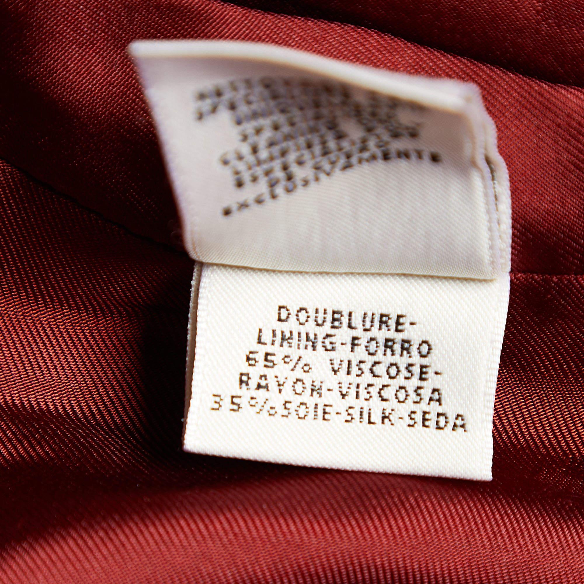 Hermes Burgundy Leather Strap Detail Jacket L 2