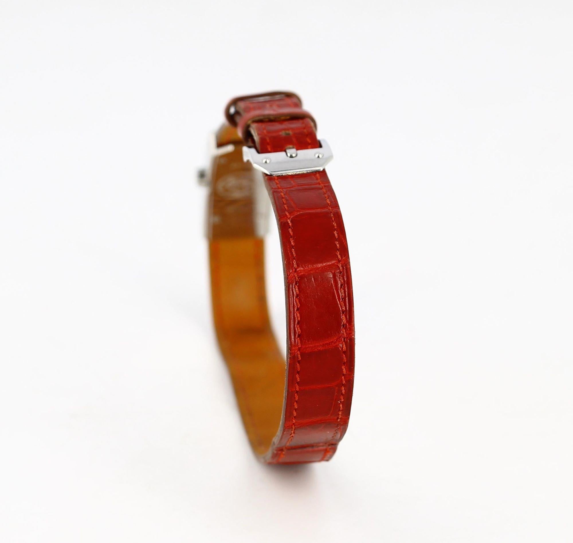 Hermes Burgundy Leather Watch For Sale 1