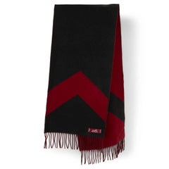 HERMES burgundy Loden green cashmere CASAQUE CHEVRON Muffler Scarf