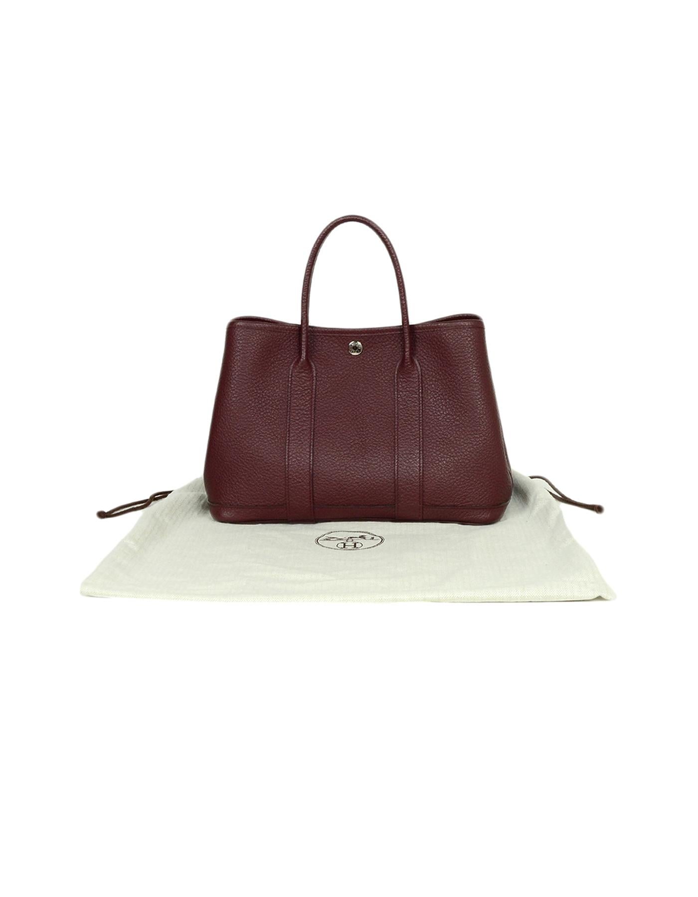 Hermes Burgundy Negonda Leather 30cm Garden Party TPM Bag 4